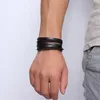 Fashion-flätat läder Multilayer Wrap Wrave Armband för män Rostfritt Stål Magnetisk Clasp Punk Cuff Bangles Smycken S915