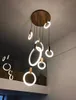 Modern Circular Ring Pendant Lights Hängsmycke Ljus Ringar Akryl Matbord Ljuskrona Höjd Justerbar LED Wood Craftelier