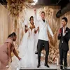 Hot Sale Plus Size Mermaid Wedding Dresses Feather Beaded Appliqued Lace Wedding Gown Off-shoulder Tiered Sweep Train Vestidos De Novia