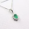 Naturalny Si Grade Emerald Wisiorek na ślub 0.4 CT Emerald Silver Jewelry 925 Srebrny Szmaragd Naszyjnik Wisiorek Romantyczny prezent dla kobiety