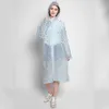 Fashion Wave Point Raincoat with Hat Reusable Travel Camping Must Rainwear EVA Adult Unisex Raincoat for Woman Man HHA1264