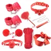 Toys sexuels de haute qualité pour femmes BDSM Sex Bondage Set Hand S Camps Gag Whip Corde pour adultes Produits sexuels pour les couples Y19123116407