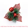 Christmas Decorations 10pcs Cuttings Artificial Sequins Pine Branch Cone Glitter Poinsettia Home Ornament Festival Tree Decor Part321N