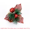 Christmas Decorations 10pcs Cuttings Artificial Sequins Pine Branch Cone Glitter Poinsettia Home Ornament Festival Tree Decor Part220u