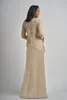 Sirène Jasmine Mère de la Robe de Mariée Jewel Neck Manches Longues en Mousseline de Soie Applique Invité de Mariage Robes Etage Longueur Robe de Soirée