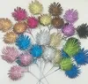 20pcs Glitter Powder Fan Leaf Branch For Flower Arrangement Accessories Christmas Party Home Wedding Garden Decoration