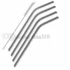 6pcs/set Stainless Steel Straws Reusable Drinking Straws High Quality Straw Bent Metal Silver Drinking Straw with Brush I536