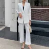 Abiti da donna Blazer Abbigliamento da ufficio Blazer da donna a righe Manica lunga Pantalone doppio petto Set 2021 Abito a due pezzi primavera Donna1