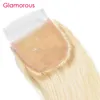 Cabelo humano brasileiro fechamento de renda loira com cabelo de bebê nós descorados 4x4 fechamento de renda glamourosa 613 renda onda de corpo reto clo8706940