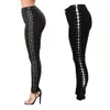 Women Side Lace up Pencil Tight Pant Sexy Cross Bandage Trousers Skinny Jeans High Quality Pocket Pants cargo pants jeans femme