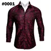 Erkek Elbise Gömlek Barry.wang Siyah Paisley Çiçek Ipek Erkekler Sonbahar Uzun Kollu Rahat Çiçek Tasarımcı Fit Gömlek BCY-041