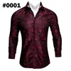 Herrklänningskjortor Barry Wang Black Paisley Floral Silk Men Autumn Long Sleeve Casual Flower for Designer Fit Shirt BCY-041323H