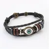 Punk Turco Mal Eye Braceletes Pulseira Feminino Pulseira De Couro Genuíno Pulseira Étnica Vintage Jóias Para As Mulheres Homens Bijouterie 10479