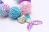 New Arrivel Mermaid Tail Kid Chunky Necklace Beaded Chain Girls Bubblegum Beads Charm Pendant Chunky Necklace Jewelry For Children