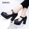 018 Kvinnor Pumpar Spring and Autumn Shoes Super Square High Heels Platform 2.5cm Round Toe Skor för Kvinnor V036