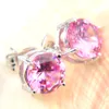 Luckyshine Girl Present Road Rosa Topaz 925 Silver Holiday Gift Kvinnor Stud Earrigs Helt ny