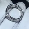 Choucong moda koło pierścionek biały złoto wypełnione 3 rzędy diamentowe zaręczynowe zespoły ślubne pierścienie dla kobiet biżuteria