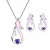 Groothandel 10 stks verzilverd oorbellen mooie dolfijn vorm opalite opaal hanger link ketting unieke sieraden sets
