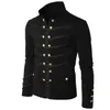 Mężczyźni Vintage Kurtka wojskowa Gothic Wojskowa Kurtka Haftowane Przyciski Solid Color Top Retro Uniform Cardigan Outerwear