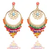 Fashion-New Ethnic Turkish Indian Style Gold Color Jhumka Resin Beaded Statement Long Earrings for Women Boho Party Jewelry Accessories