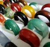 20 -stcs/lot Men Women Multicolor Smooth Solid Jade Ring Lady Beautiful Ring Natural Gem Stone Charm Sieraden Liefhebber Xmas Gift Great Waarde