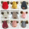 Cappelli di lana lavorati a maglia per bambini Pelliccia sintetica con pon pon Cappellini all'uncinetto Inverno Caldo neonato Bambini Ragazzi Ragazze Berretto Accessori per capelli 9 colori dhl