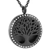 IJP0366 Rostfritt stål Inlay Crystal Round Tree Aromaterapi Eteriska oljor Diffusor Parfym 12 Kuddar Pendant Necklace Jewelry5187809