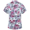 2019 Luksusowy Męski Odzież Floral Print Krótki Rękaw Mężczyźni Koszule Casual Slim Fit Tops Plus Size 5xl Koszula Koszulka Homme Manche Court 20