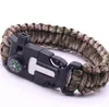 2019 Multifunctionele Outdoor Paracord survival armband 5 inch lengte Kompas Noodfluitje Mes en Schraper armbanden