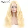 Hcdiva honung blond peruk 613 blond full spets wigs13x4 spets främre mänskliga hår peruk brasiliansk kroppsvåg 150 densitet transparent LA6476107