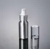 100pcs 50ml Aluminium pump Lotion bottle silver ring white Aluminum metal bottle Pump bottles Cosmetic Packaging Tool SN2694