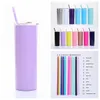 20oz Skinny Tumbler with Lids Colorful Straws Insulated Vacuum Skinny Cups Straight Cup Outdoor Camping Water Bottle CCA11878 25pcs