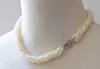 Multiple strand twining pearl necklace natural small pearl grain woven black and white short clavicle chain3991870