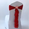 Partihandel Curly Chair Cover Sash Bröllopsstolskydd Elegant Dekoration Spanex Pleat Bröllopsstol Sashes för Bankett Party Decorations