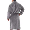 Mens Winter Warm Plush förlängda sjal badrock hem duschkläder Lång robe kappa Kng88