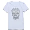 Kndf Shining Diamond Rhinestone Skull O-Neck Short-Sleeve Cotton T-Shirt Tee Blackmens T-shirts Mens