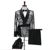 2020 Velvet Rökning Jacket Suit Män Senaste Designs Groom Dress Tuxedos Blazer Dinner Sjal Lapel Evening Party Bröllopskläder