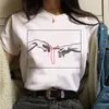 여성 패션 프린트 TSHIRT TUMBLR 의류 의류 미용 예술 그래픽 티 셔츠하라 주쿠 고양이 만화 여성을위한