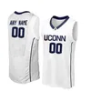 新しいUConn Huskies Jerseys CollegeカスタムバスケットボールホワイトネイビーグレイコネチカットED ANY NAME番号＃4 JA