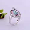 2018 Jewelry Cut heart shaped Mystic Rainbow topaz & Cubic Zirconia Platinum Plated Rings Size #6 #7 #8 #9 R01753087