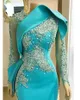 Beaded Elegant Sky Blue Mermaid Evening Dresses Evening Wear 2020 Formal Long Sleeve Prom Party Gowns Abendkleider robes de soiree229n