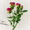 5 pièces/lot branche unique 4 têtes boutons de roses fausses fleurs pour la décoration de la maison accessoires de photographie mur de fleurs de mariage couronne de fleurs Roses