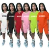 Women's Tracksuits 2 Piece Sets Womens Outfis Tracksuit Female T-Shirt And Biker Shorts Set Casual Sportswear Fitness Summer Clothes 2021