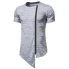 2023 Erkekler Tasarımcı Yaz Tişörtleri Yeni Erkekler Tees Düzensiz Hem Fermuar hırka mürettebatı boyun üst t gömlek pamuk tişört katı giysiler