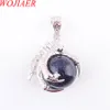 Wojier natural dragão garra pingente redondo azul areia pedras pêndulo colar para homens mulheres jóias reiki amulet presente n3114