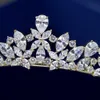 Lüks Taşlı Taçlar Sparking Düğün Taç Çelenkler Marquise-Cut Zirkon CZ Prenses Balo Gelin Taç Coronet Saç Takı CJ191226