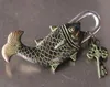 Chinese Antique Bronze Made Available Lifelike Fish lock Statue