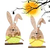 Easter Rabbit Wood Decorations Easter Egg Ribbon Stand Decoration Nordic INS Wooden Bunny Egg Painted Small Ornaments