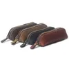 Handmade Genuine Leather Pencil Case Vintage Cowhide Zipper Pencilcase Pen Bag Office Stationery School Supplies