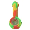 Fumée de tabac à pipe silicone échantillon Herb Pipes 4,33 pouces Incassable Mini main cuillère Oil Pipe Tamponnez avec bol en verre Rigs